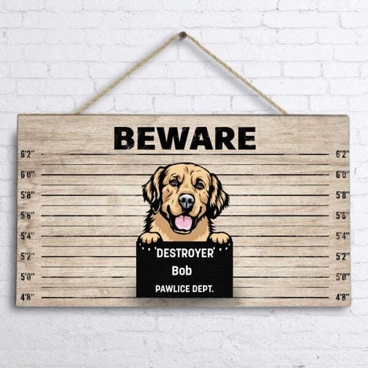 Personalized Door Sign - Dog Crime with up to 3 Dogs - F4VL7Q