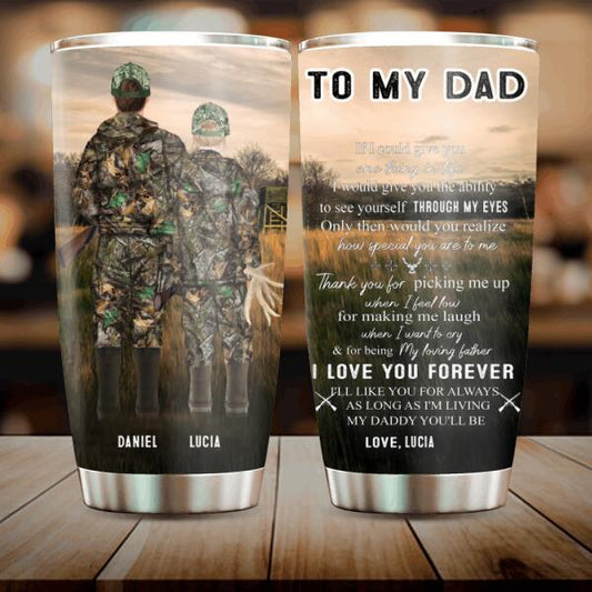 Personalized Gift For Father's Day Tumbler - Hunting Father and Kid - Best Gift For Father's Day - I Love You Forever - Q46PNT