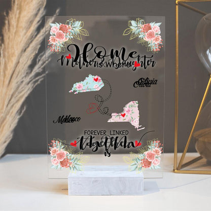 Custom Personalized Long Distance Relationship Acrylic Plaque - Best Gift Idea For Mother's Day/Father's Day - Home Is Where My Mom Is