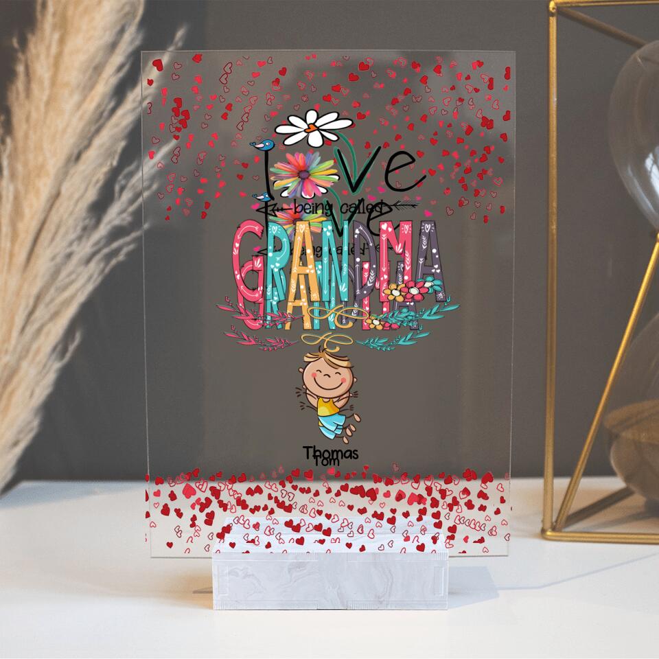 Custom Personalized Love Being Called Grandma Acrylic Plaque - Upto 14 Kids - Gift Idea For Nana/ Mama/Kids