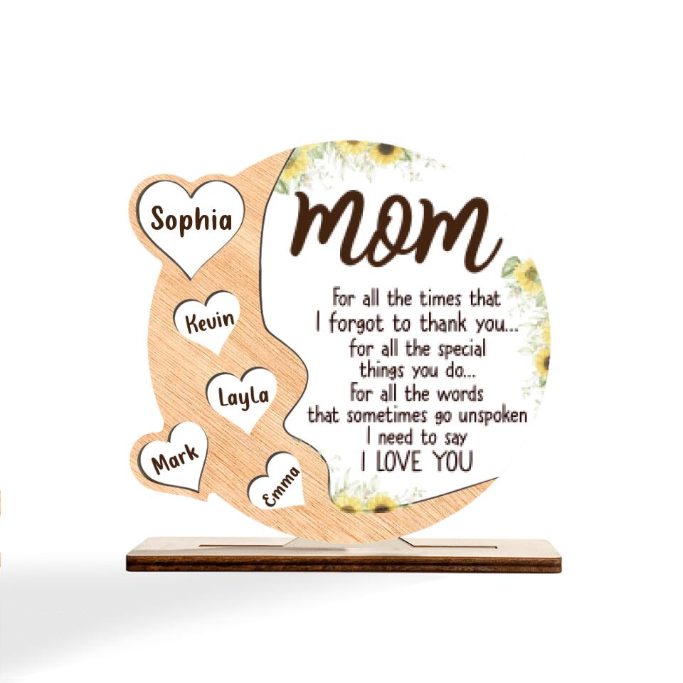 Custom Personalized Mom Acrylic Plaque - Best Gift For Mother's Day - Mom I Love You