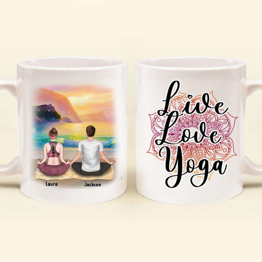 Custom Personalized Meditation Coffee Mug - Best Gift For Couple -Live Love Yoga - 5UQGG2