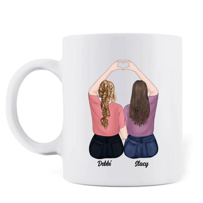 Personalized Best Friend Gifts Coffee Mug - 2 Besties Mug - Sisters By Heart